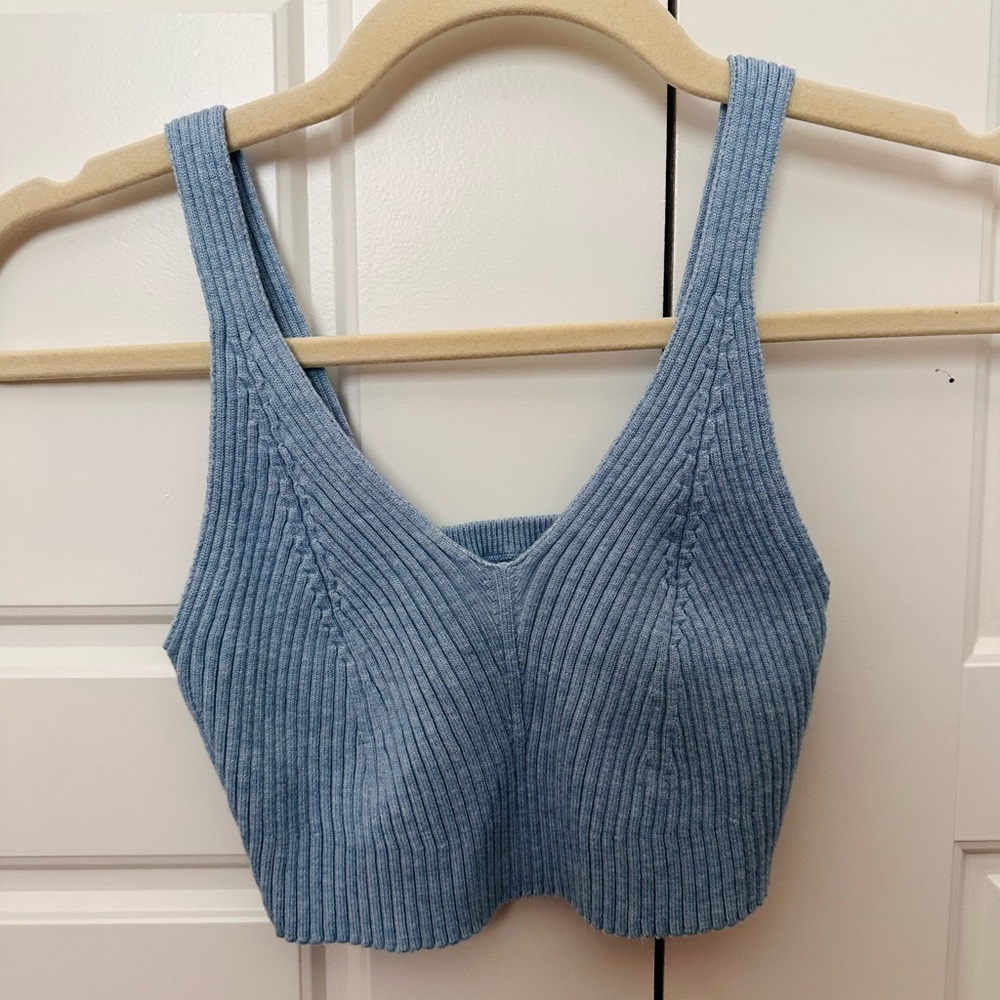 SHEIN Blue Ribbed Crop Top